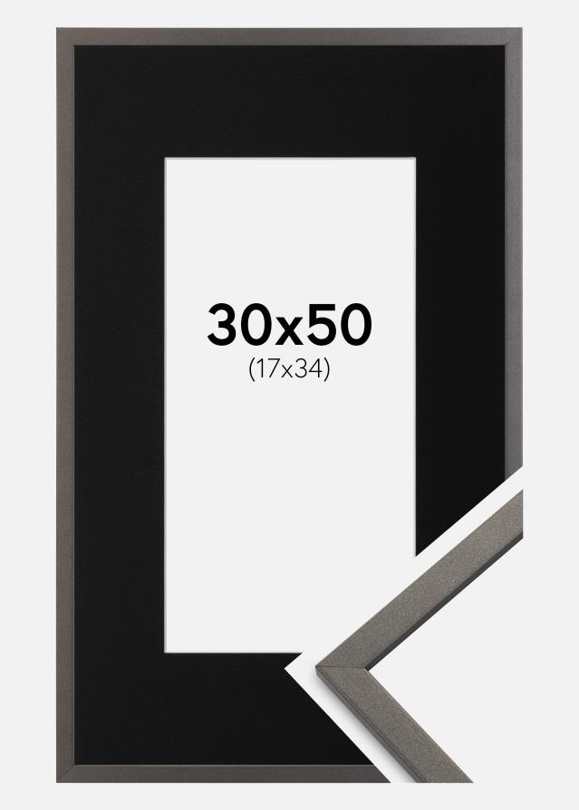 Ramme Edsbyn Grafit 30x50 cm - Passepartout Sort 18x35 cm