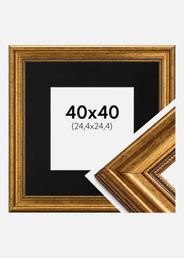 Ramme Rokoko Guld 40x40 cm - Passepartout Sort 10x10 inches