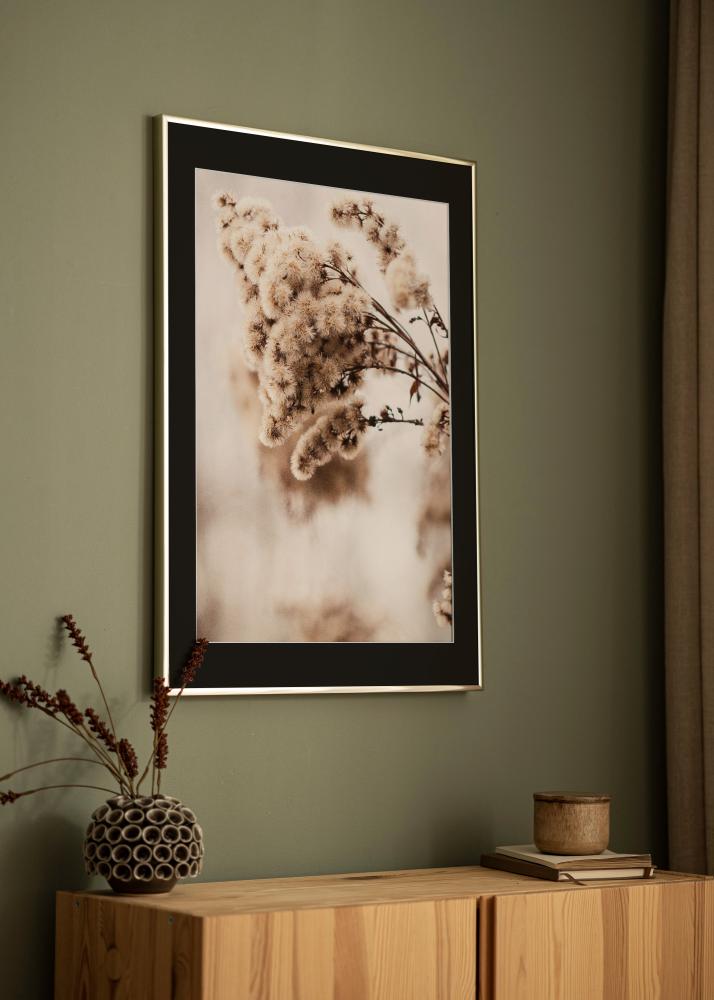 Ramme Aluminium Blank Guld 30x40 cm - Passepartout Sort 8x12 inches