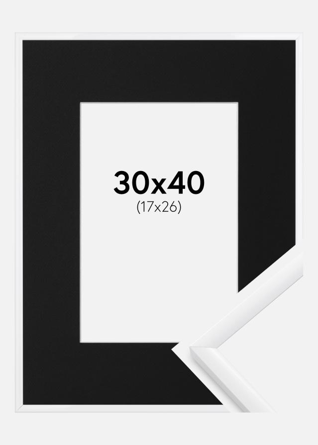 Ramme New Lifestyle Hvid 30x40 cm - Passepartout Sort 18x27 cm