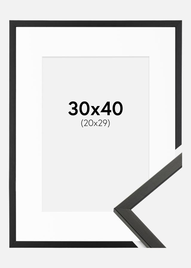 Ramme Galant Sort 30x40 cm - Passepartout Hvid 21x30 cm
