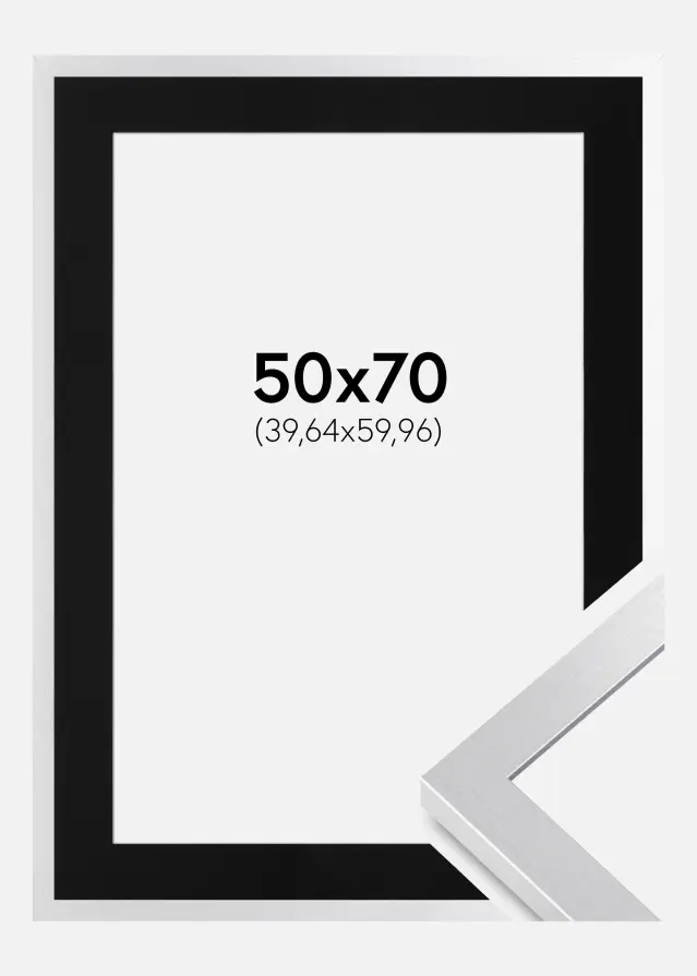 Ramme Selection Sølv 50x70 cm - Passepartout Sort 16x24 inches