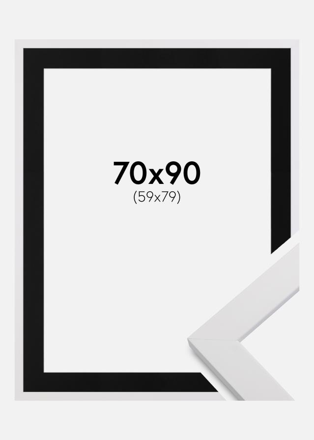 Ramme White Wood 70x90 cm - Passepartout Sort 60x80 cm