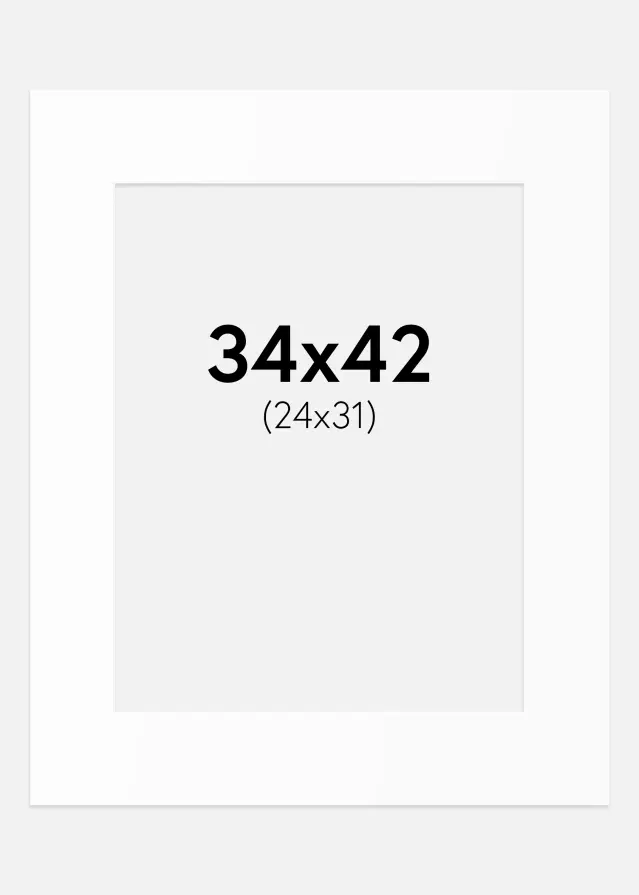 Passepartout Hvid Standard (Hvid kerne) 34x42 cm (24x31)