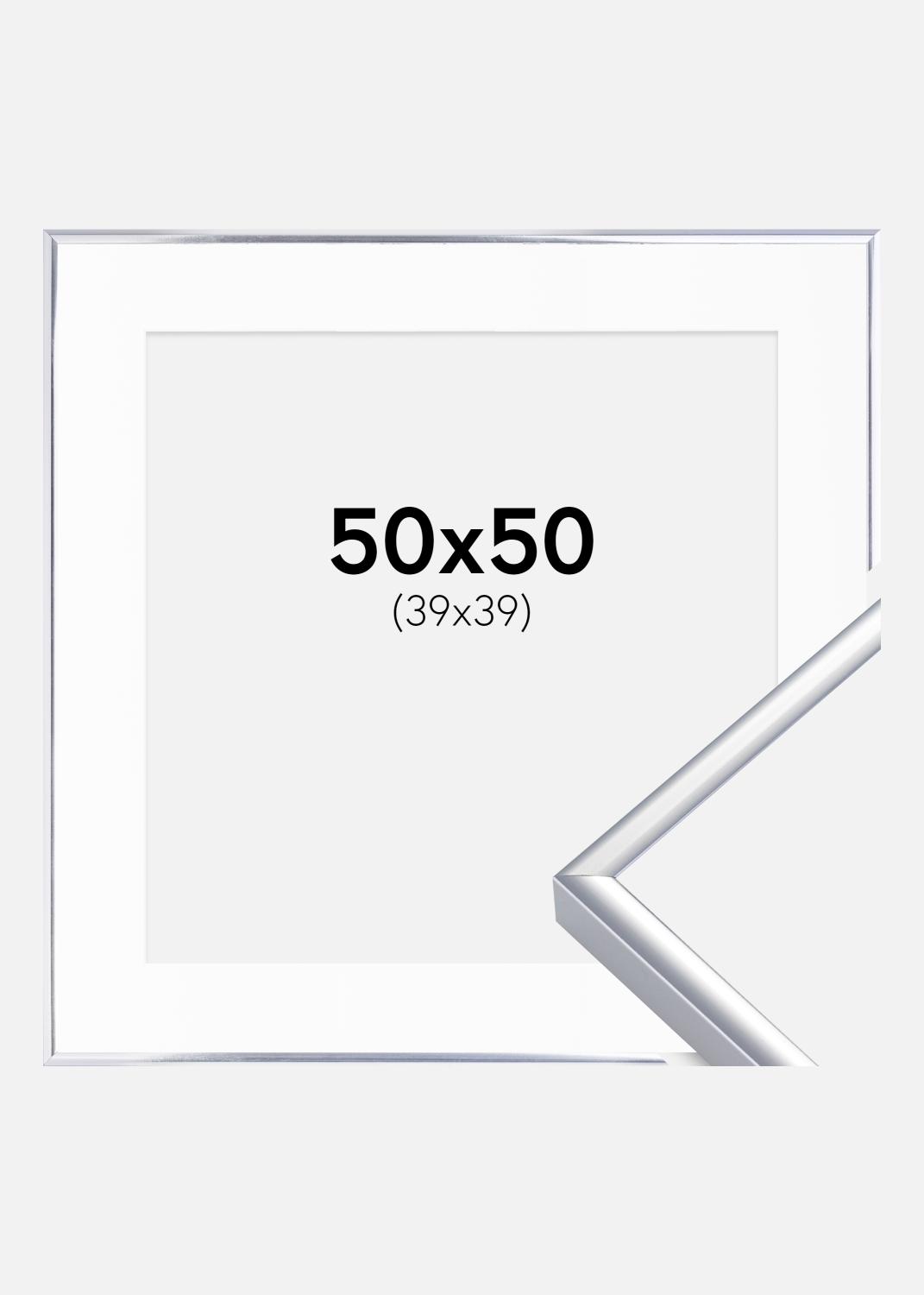 Product Image for Ramme Aluminium Blank Sølv 50x50 cm - Passepartout Hvid 40x40 cm