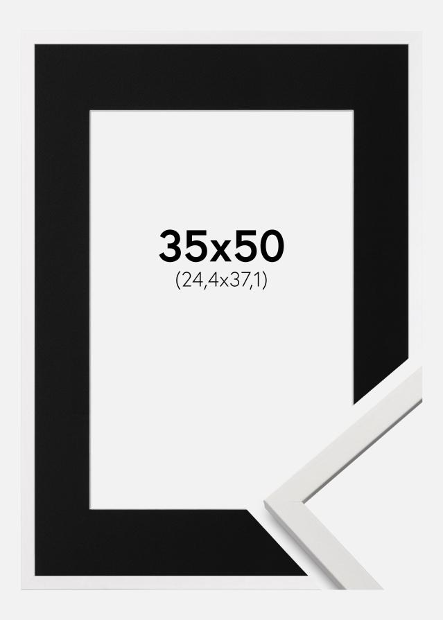 Ramme Edsbyn Hvid 35x50 cm - Passepartout Sort 10x15 inches (25,4x38,1 cm)
