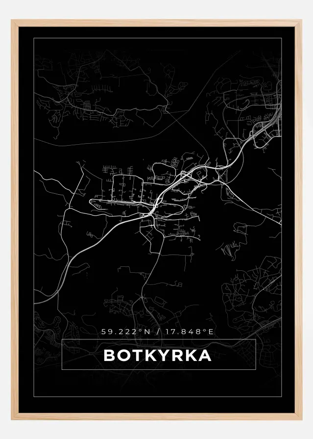 Kort - Botkyrka - Sort Plakat
