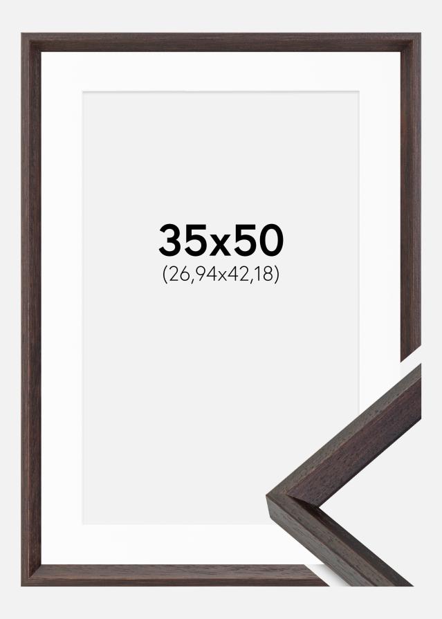 Ramme Globe Espresso 35x50 cm - Passepartout Hvid 11x17 inches