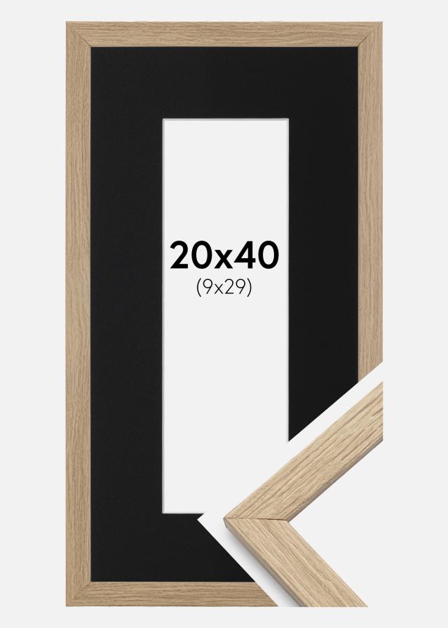 Ramme Stilren Eg 20x40 cm - Passepartout Sort 10x30 cm