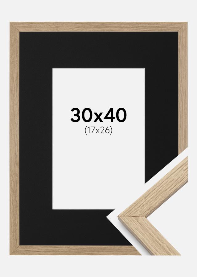 Ramme Stilren Eg 30x40 cm - Passepartout Sort 18x27 cm