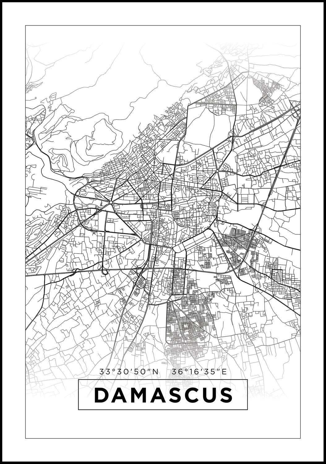 Product Image for Kort - Damascus - Hvid Plakat (40x50 cm)