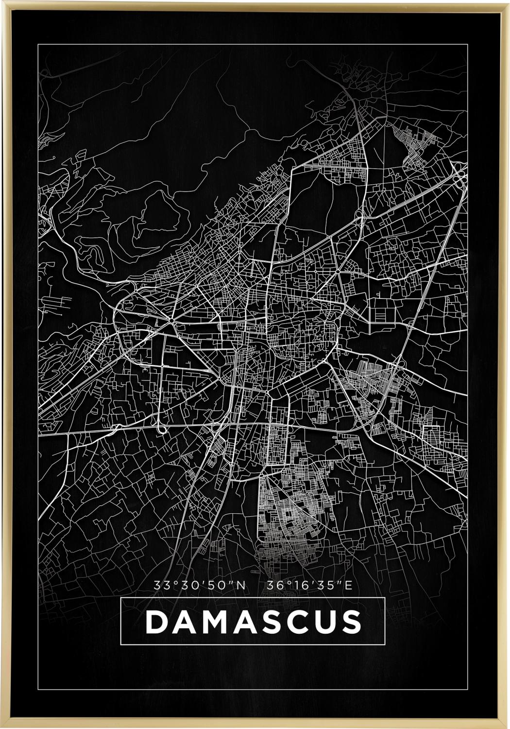 Product Image for Kort - Damascus - Sort Plakat (70x100 cm)