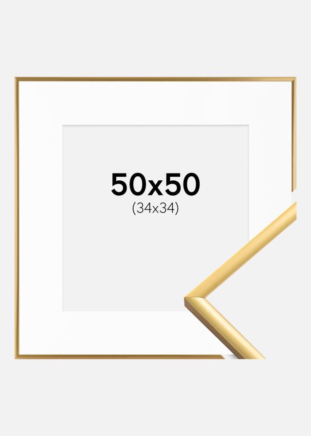 Ramme New Lifestyle Shiny Gold 50x50 cm - Passepartout Hvid 35x35 cm