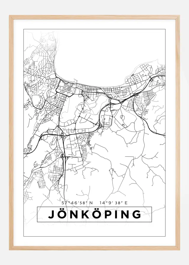 Kort - Jönköping - Hvid Plakat