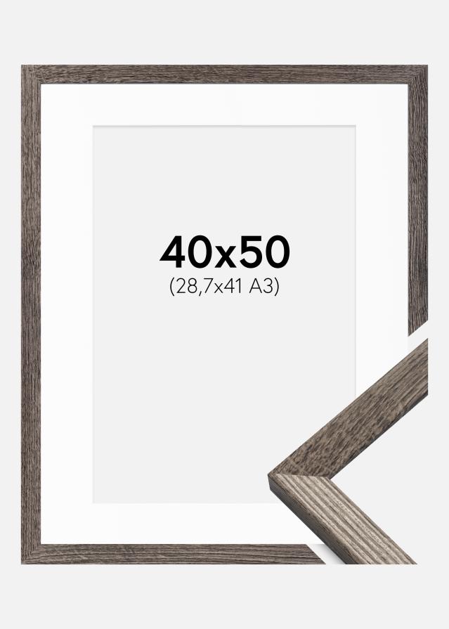 Ramme Fiorito Valnød 40x50 cm - Passepartout Hvid 29,7x42 cm (A3)