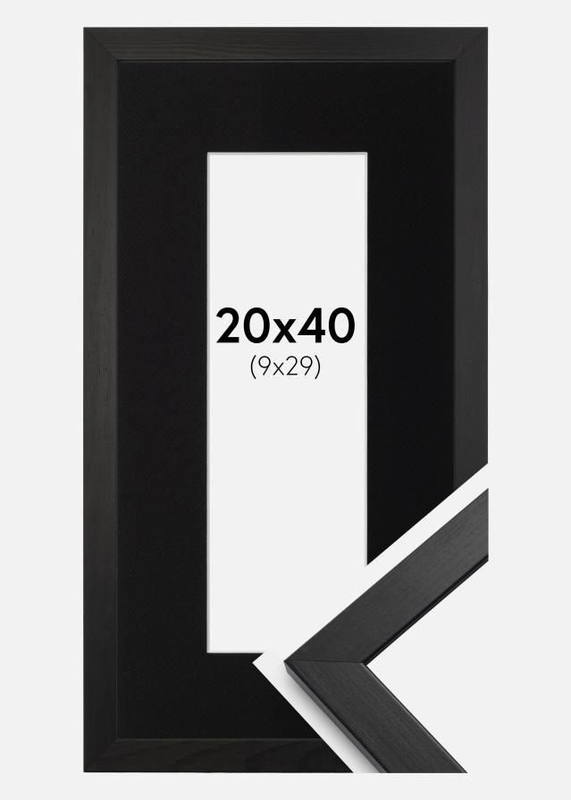 Ramme Stilren Sort 20x40 cm - Passepartout Sort 10x30 cm