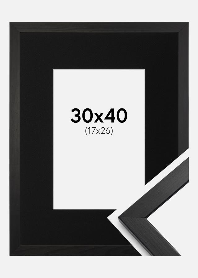Ramme Stilren Sort 30x40 cm - Passepartout Sort 18x27 cm