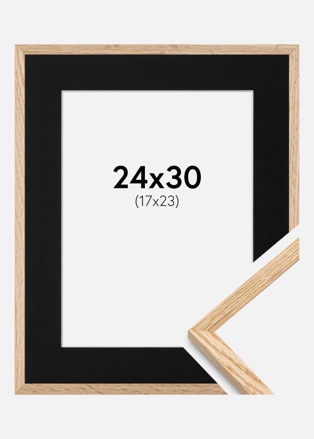 Ramme Tynd Eg 24x30 cm - Passepartout Sort 18x24 cm
