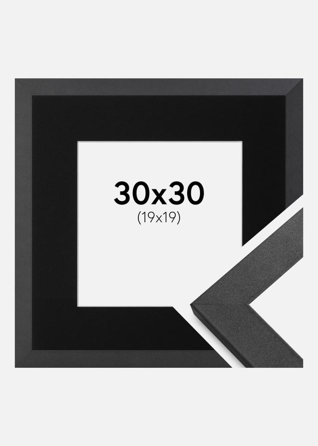 Ramme Graphite Wood 30x30 cm - Passepartout Sort 20x20 cm