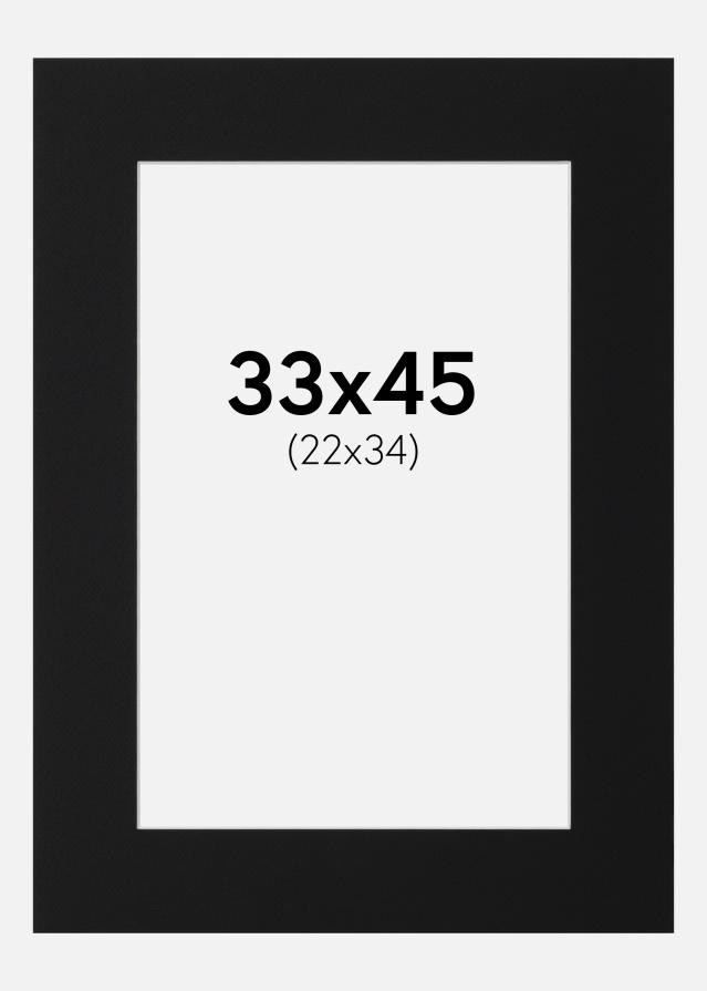 Passepartout Sort Standard (Hvid kerne) 33x45 cm (22x34)