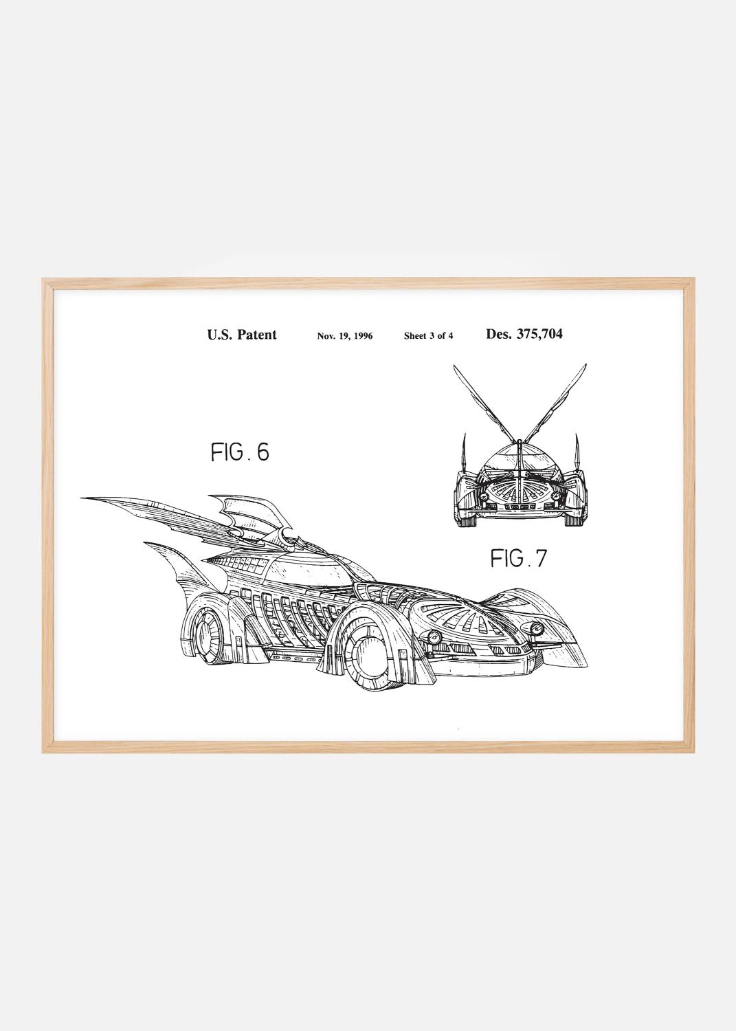 Product Image for Patenttegning - Batman - Batmobile 1996 III Plakat (30x40 cm)