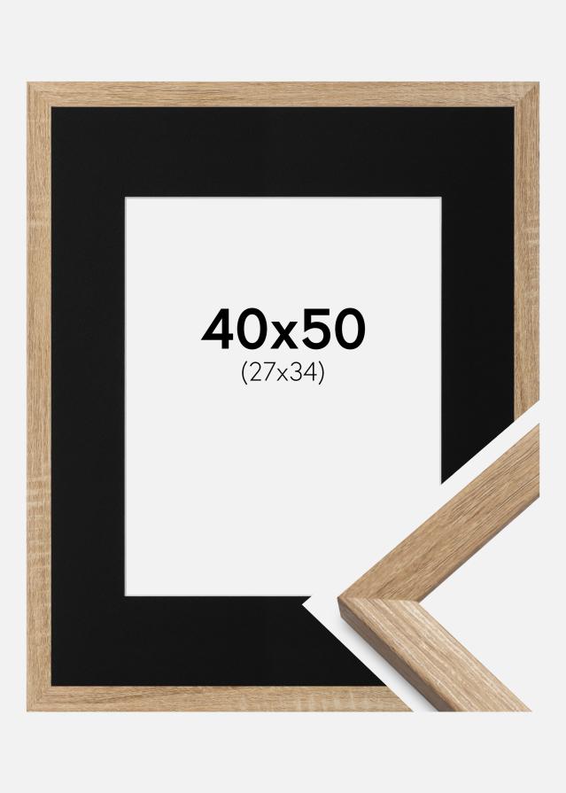 Ramme Fiorito Lys Eg 40x50 cm - Passepartout Sort 28x35 cm