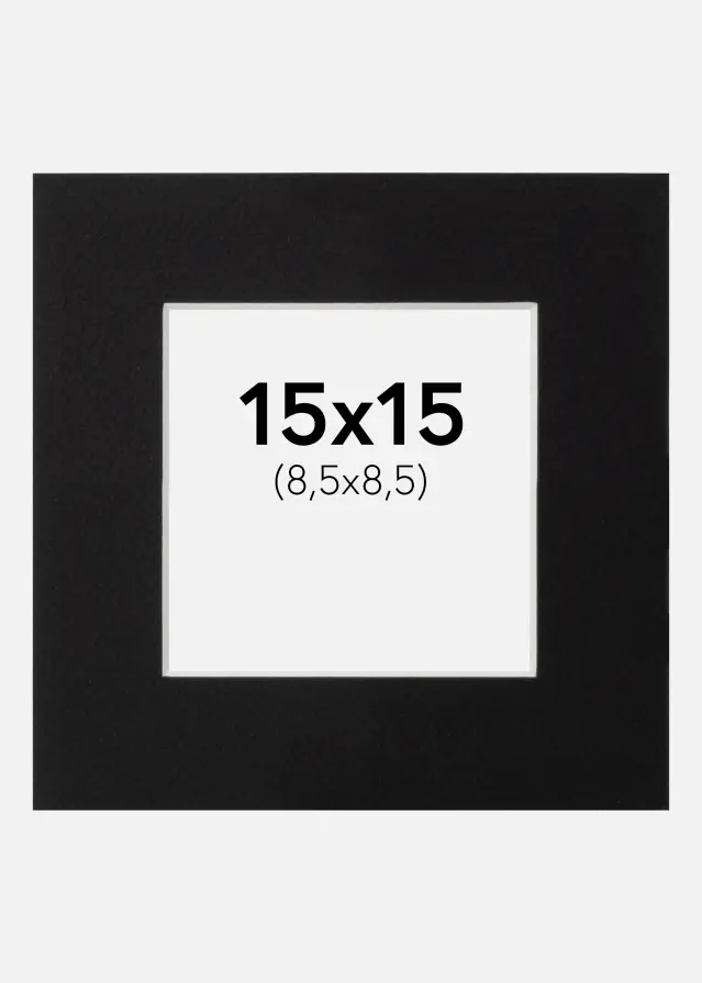 Passepartout Canson Sort (Hvid kerne) 15x15 cm (8,5x8,5)