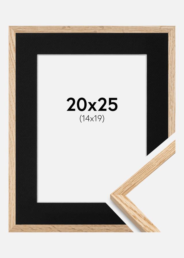 Ramme Tynd Eg 20x25 cm - Passepartout Sort 15x20 cm