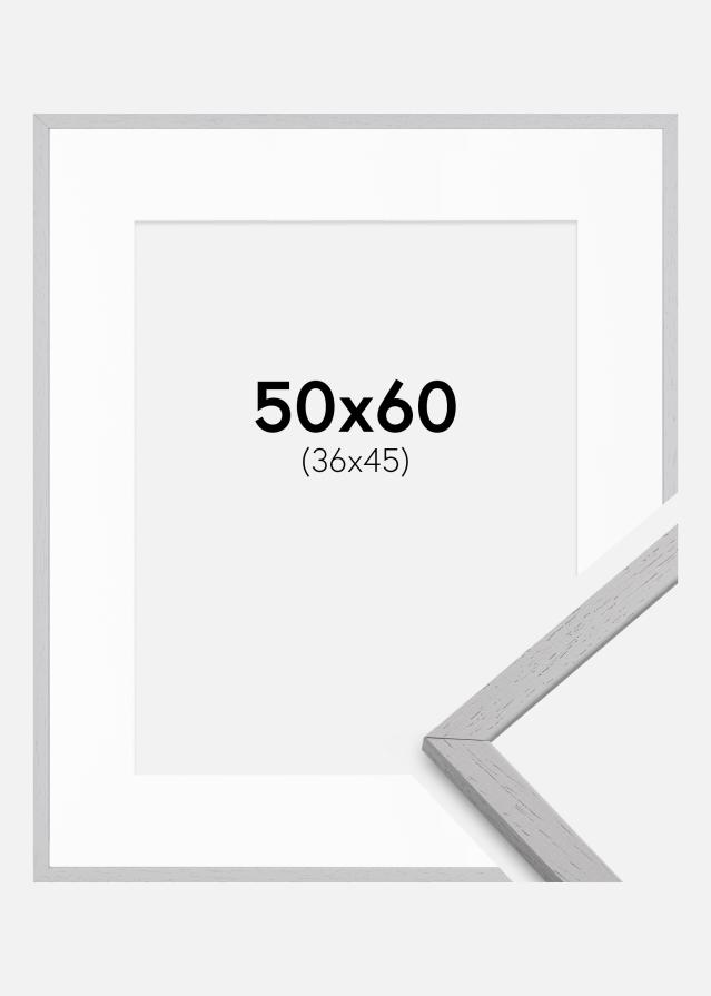 Ramme Edsbyn Grey 50x60 cm - Passepartout Hvid 37x46 cm