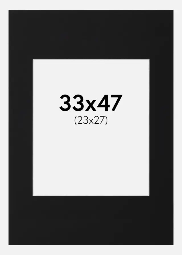 Passepartout Sort Standard (Hvid kerne) 33x47 cm (23x27)
