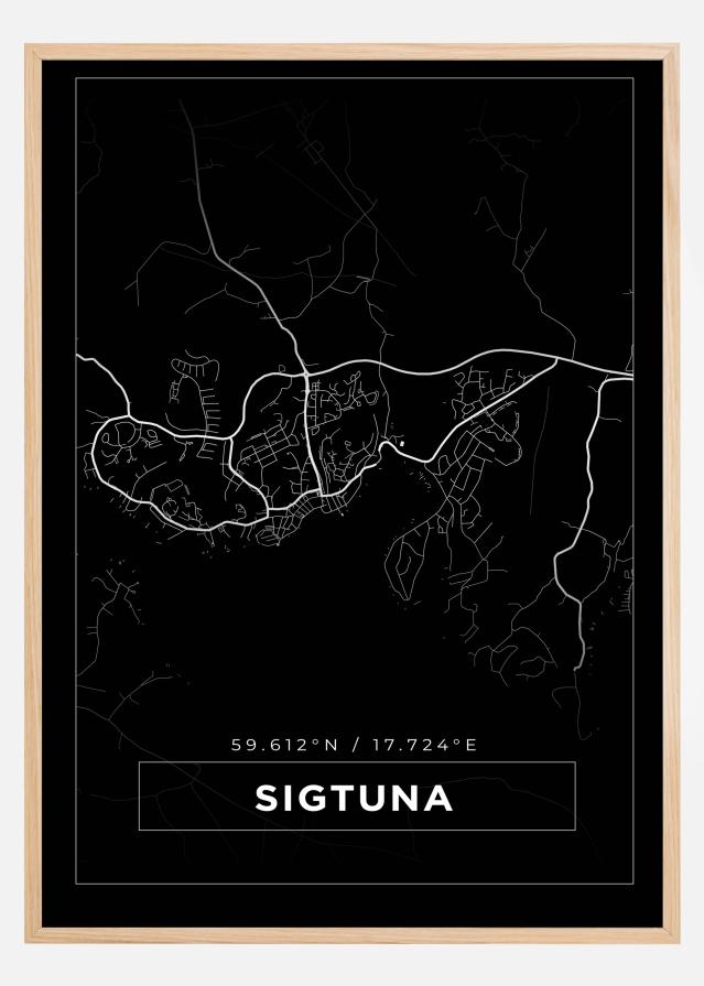 Kort - Sigtuna - Sort Plakat