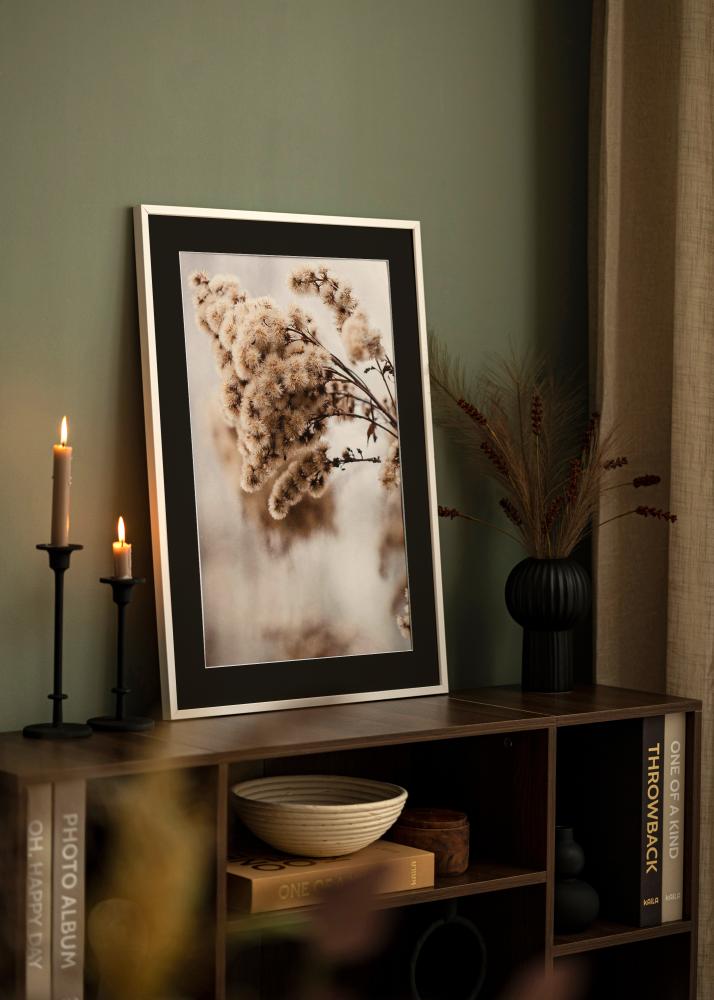 Ramme E-Line Hvid 30x40 cm - Passepartout Sort 8x12 inches