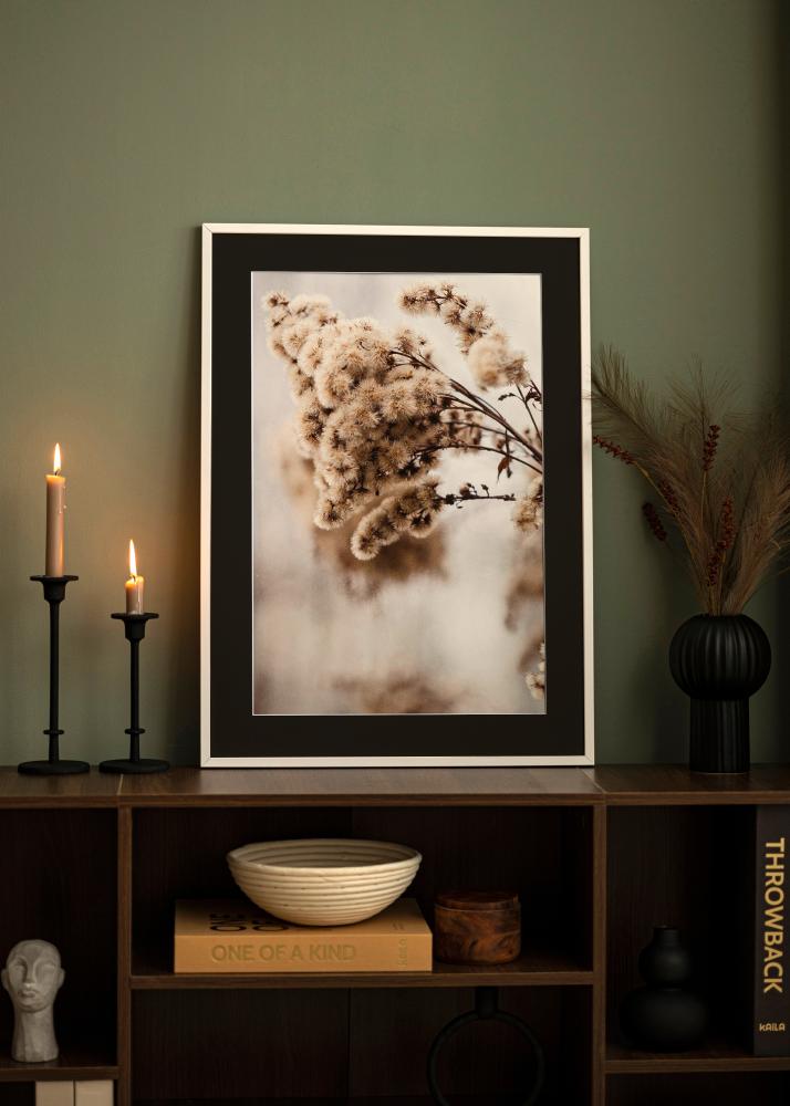 Ramme E-Line Hvid 30x40 cm - Passepartout Sort 8x12 inches