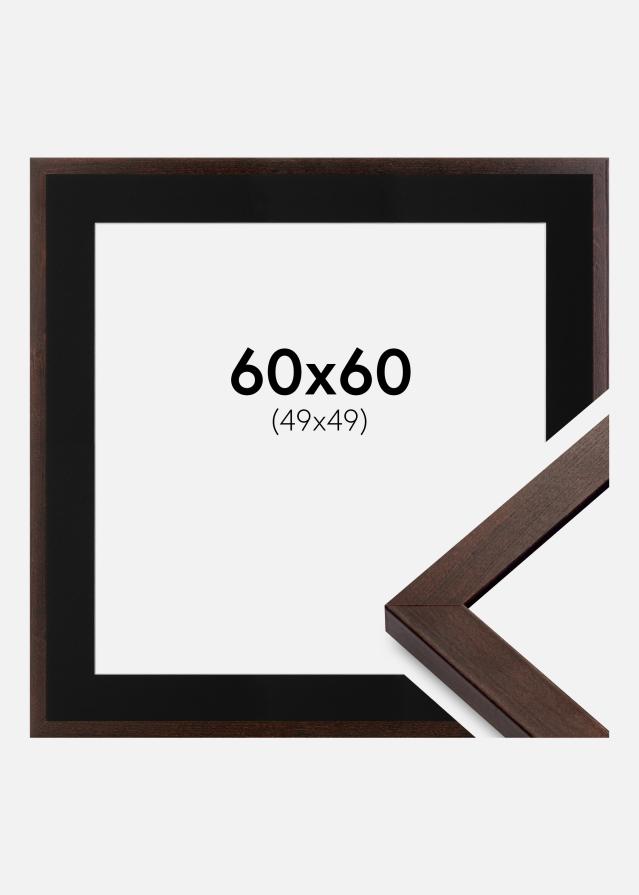 Ramme Selection Valnød 60x60 cm - Passepartout Sort 50x50 cm