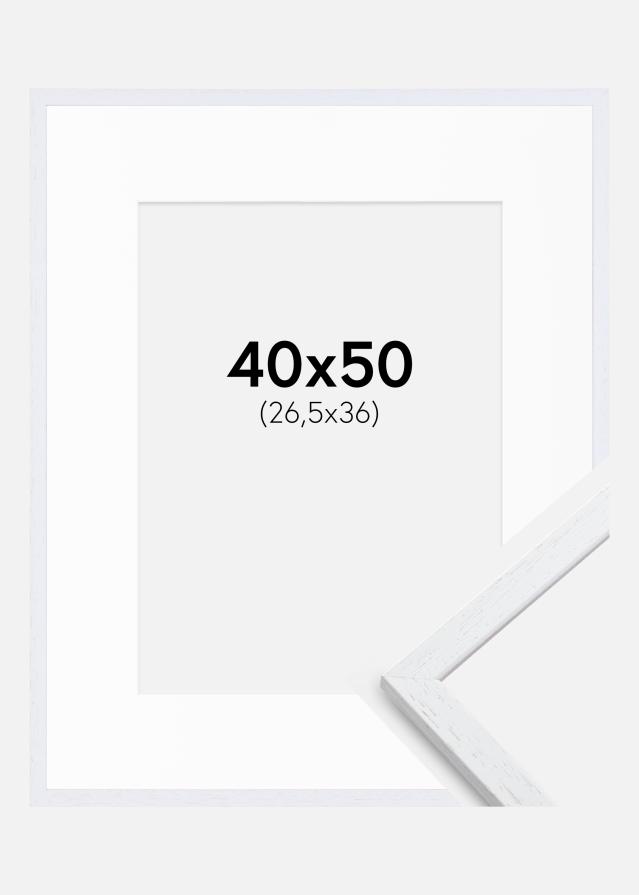 Ramme Edsbyn Warm White 40x50 cm - Passepartout Hvid 27,5x37 cm