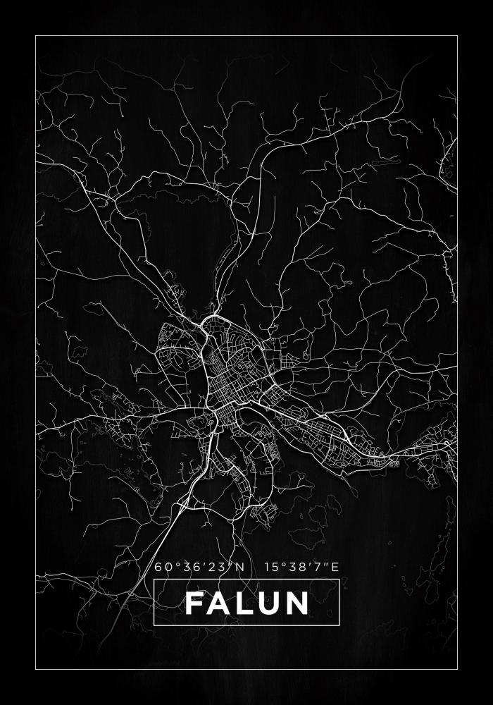 Kort - Falun - Sort Plakat