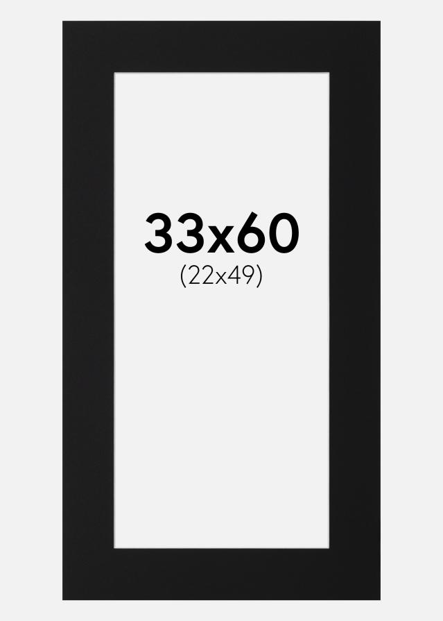 Passepartout Sort Standard (Hvid kerne) 33x60 cm (22x49)