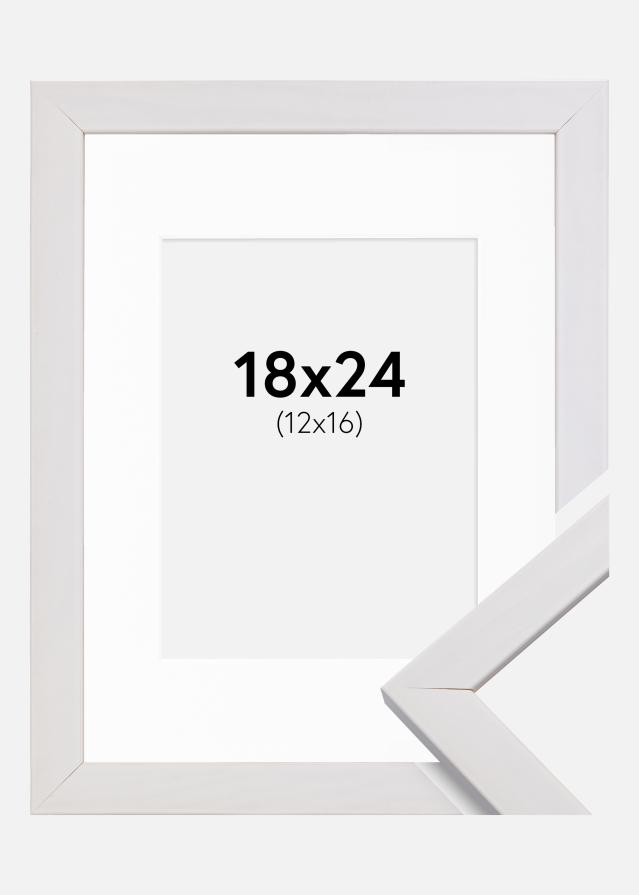 Ramme Stilren Hvid 18x24 cm - Passepartout Hvid 13x17 cm