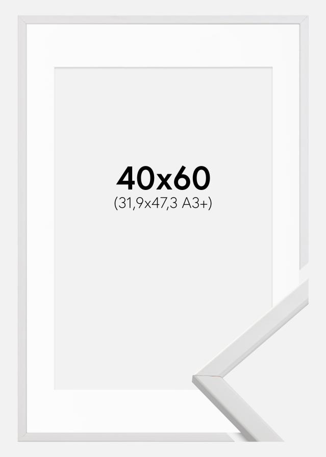 Ramme Galant Hvid 40x60 cm - Passepartout Hvid 32,9x48,3 cm (A3+)