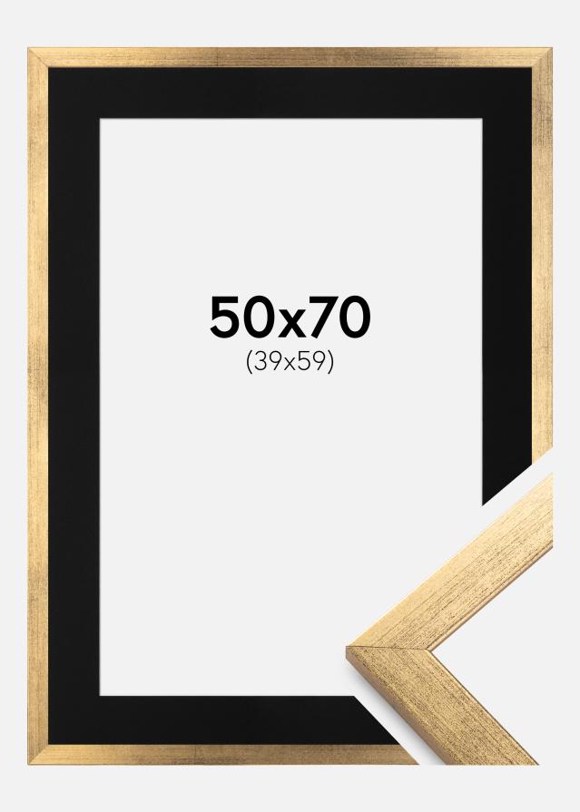 Ramme Stilren Guld 50x70 cm - Passepartout Sort 40x60 cm