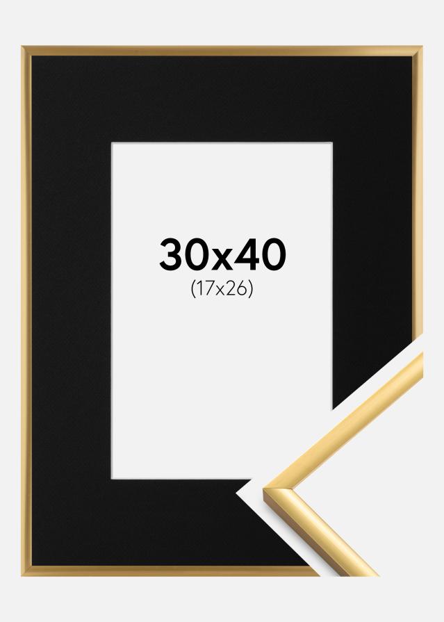 Ramme New Lifestyle Shiny Gold 30x40 cm - Passepartout Sort 18x27 cm