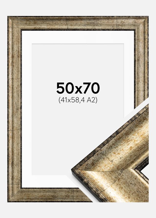 Ramme Saltsjöbaden Antikguld 50x70 cm - Passepartout Hvid 42x59,4 cm (A2)