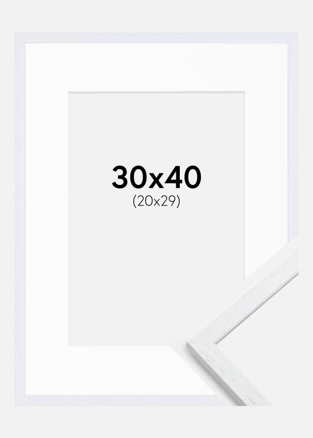 Ramme Edsbyn Warm White 30x40 cm - Passepartout Hvid 21x30 cm