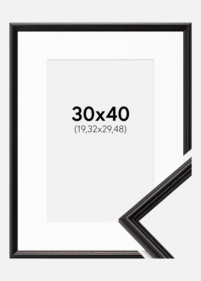 Ramme Horndal Sort 30x40 cm - Passepartout Hvid 8x12 inches