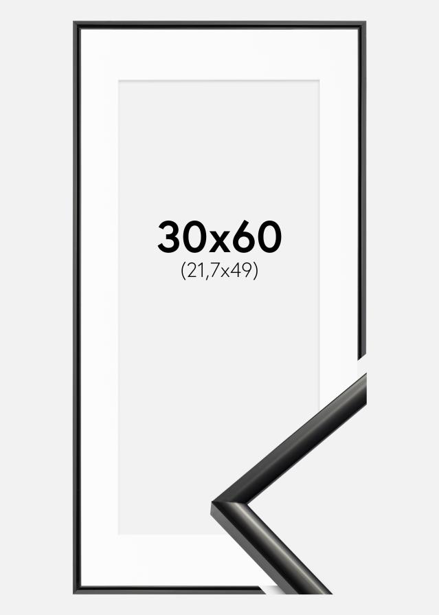 Ramme New Lifestyle Sort 30x60 cm - Passepartout Hvid 22,7x50 cm