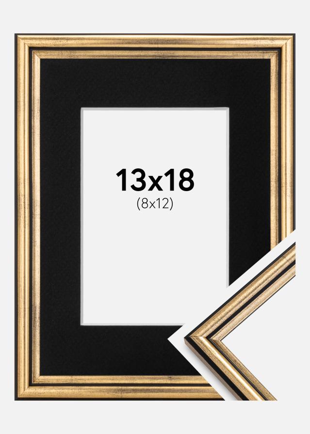 Ramme Horndal Guld 13x18 cm - Passepartout Sort 9x13 cm