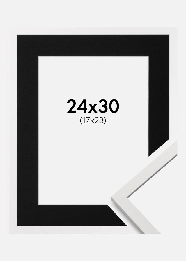 Ramme Edsbyn Hvid 24x30 cm - Passepartout Sort 18x24 cm