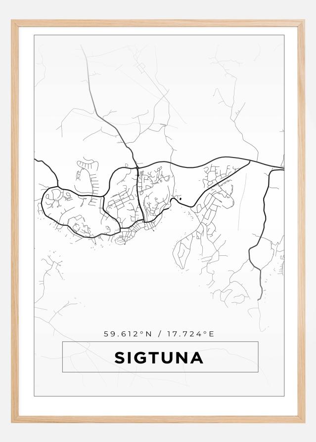 Kort - Sigtuna - Hvid Plakat