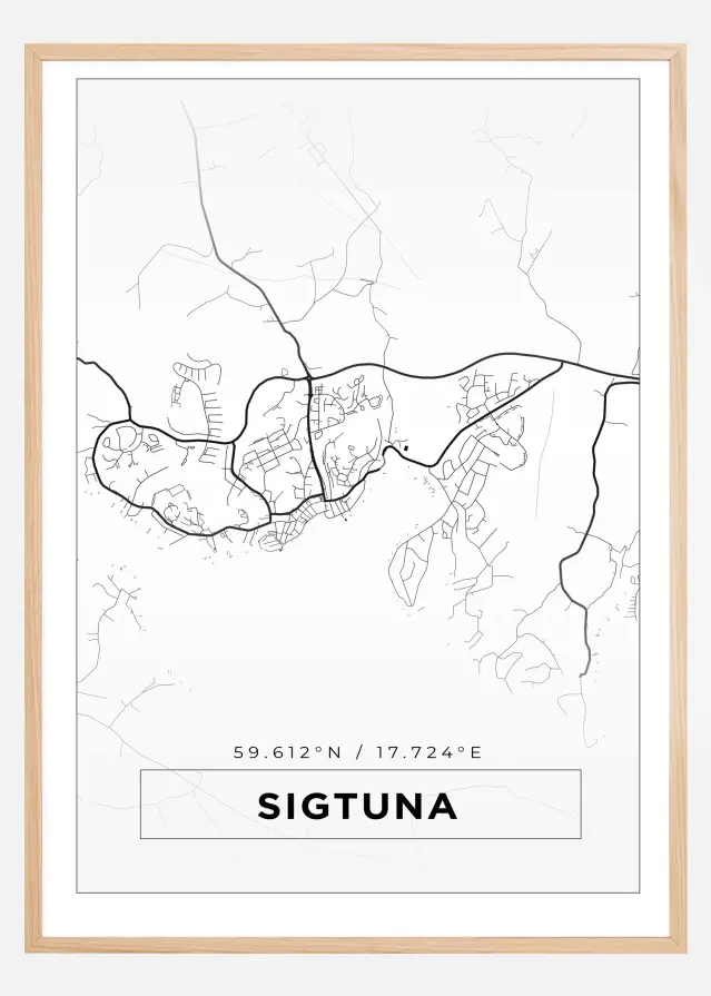 Kort - Sigtuna - Hvid Plakat