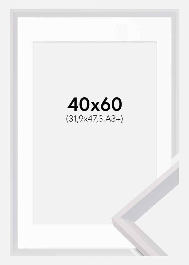 Ramme Globe Hvid 40x60 cm - Passepartout Hvid 32,9x48,3 cm (A3+)